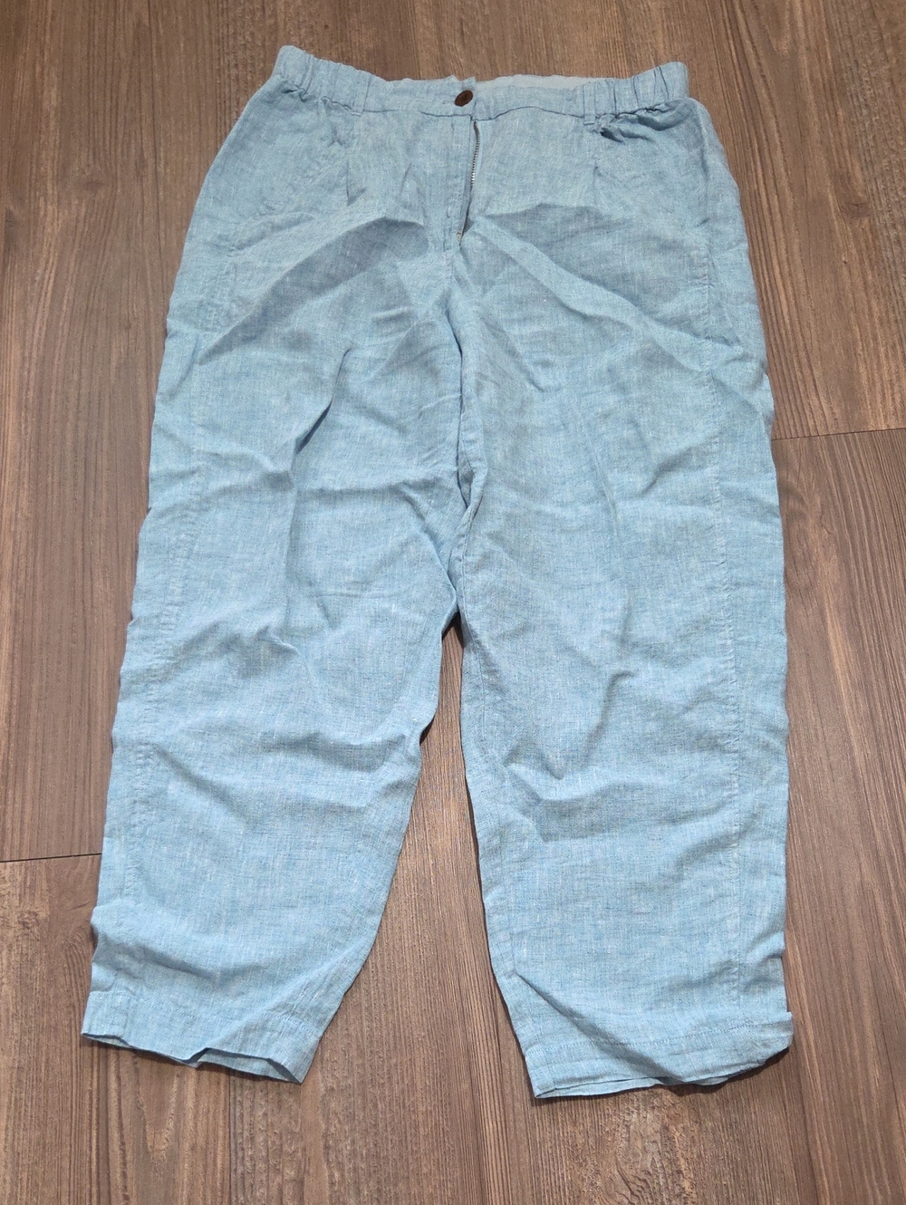 Poetry Linen Light Blue Casual Linen-Blend Chinos